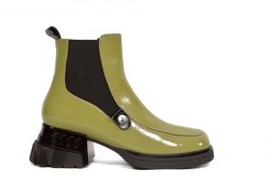kožená a atestovaná obuv Olivové kotníkové boty zateplené „DONNA STYLE“ R35