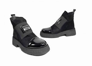 kožená a atestovaná obuv Originální černé kožené kotníčkové boty „460“ na platformě Marcella