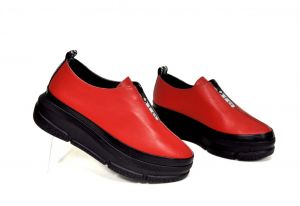 kožená a atestovaná obuv Originální červené kožené tenisky „491“ na platformě Marcella