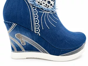 kožená a atestovaná obuv Dámské džínové kotníkové boty na klínku Star Bluemoon kožená a atestovaná obuv Dámské džínové kotníkové boty na klínku Star Bluemoon