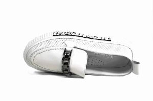 kožená a atestovaná obuv Kožené dámské mokasíny „Marcellashoes“ 4017, bílé