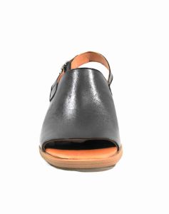 kožená a atestovaná obuv Letní černé sandály 9130 se hnědýmpodpatkem - 37 Crux