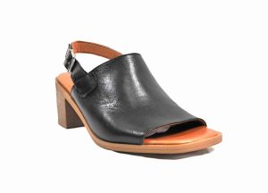 kožená a atestovaná obuv Letní černé sandály 9130 se hnědýmpodpatkem - 40 Crux