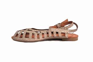 kožená a atestovaná obuv Luxusní kožené sandálky 240281 zlaté třpytivé Crux