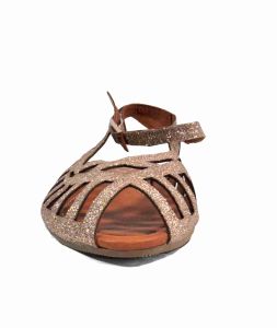 kožená a atestovaná obuv Luxusní kožené sandálky 240281 zlaté třpytivé Crux