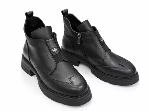 kožená a atestovaná obuv Originální černé kotníčkové boty „511-06“ Donna Style