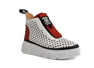 Originální kotníčkové kožené boty „201“  bíle barvě s červenými prvky a červené s černými prvky | 35, 37 , 38 , 39 , 40 