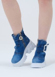 kožená a atestovaná obuv Originální kotníkové boty z rifloviny H227 na klínku Star Bluemoon