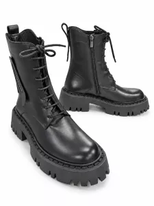 kožená a atestovaná obuv Originální vysoké boty „Marcellashoes“ 523, s vysokou platformou, černé -