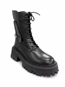 kožená a atestovaná obuv Originální vysoké boty „Marcellashoes“ 523, s vysokou platformou, černé -
