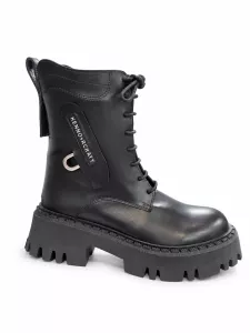 kožená a atestovaná obuv Originální vysoké boty „Marcellashoes“ 523, s vysokou platformou, černé -
