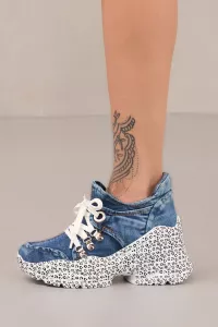 kožená a atestovaná obuv Riflové kotníkové tenisky s potiskem Starbluemoon