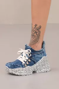 kožená a atestovaná obuv Riflové kotníkové tenisky s potiskem Starbluemoon