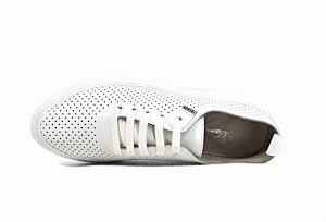 kožená a atestovaná obuv Sportovní polobotky s perforací “Marcella“ 446 na světlé platformě: bílé