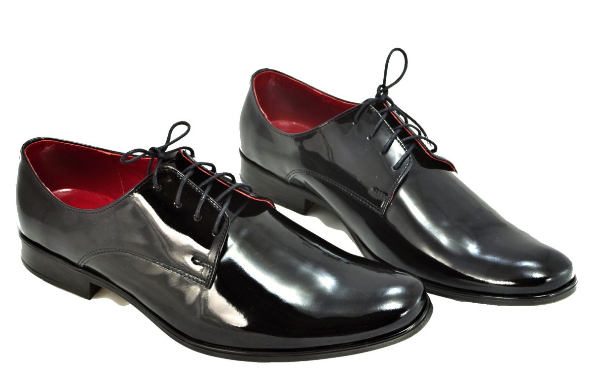 kožená a atestovaná obuv Luxusní pánské botky z lesklé kůže Collezione