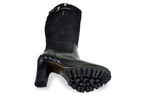 kožená a atestovaná obuv Luxusní kozačky na podpatku B.3044,black CARINII
