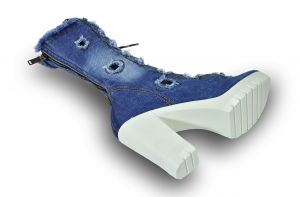 kožená a atestovaná obuv Kotníkové botky Jeans 5038 na šněrování ,,peep toe" Starbluemoon